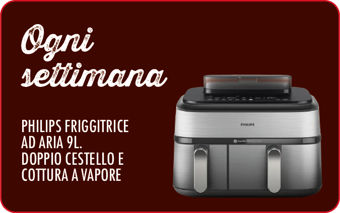 Ogni settimana: Philips friggitrice ad aria 9L, doppio cestello e cottura a vapore
